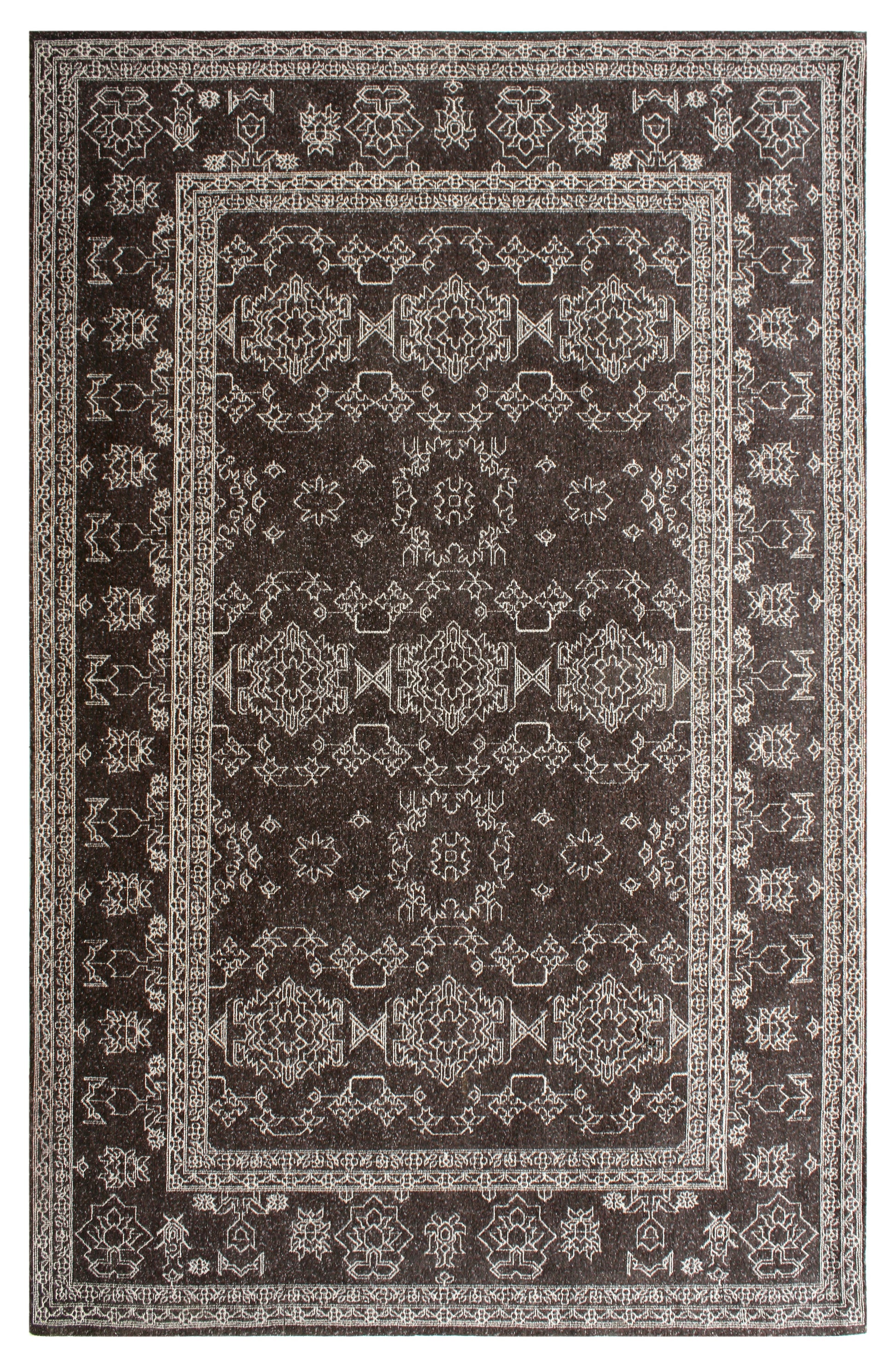 "North Aztec handwoven cotton rug with Aztec patterns – full view"