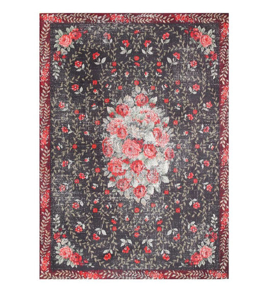 Flower Land Jacquard Woven Cotton Carpet - FAB NATURA