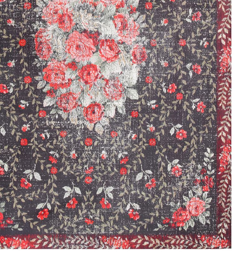 Flower Land Jacquard Woven Cotton Carpet - FAB NATURA