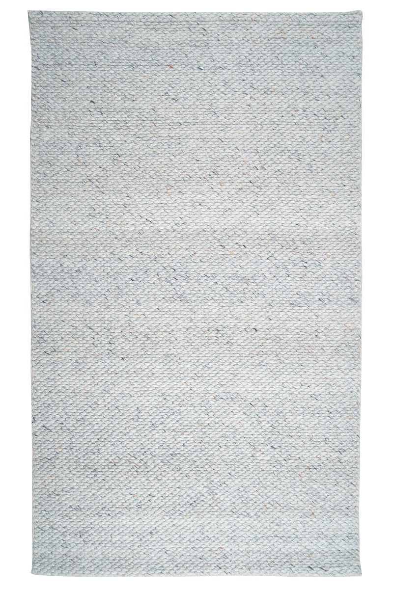 Froth 7 handwoven woolen carpet in light blue milange, 5x8 ft