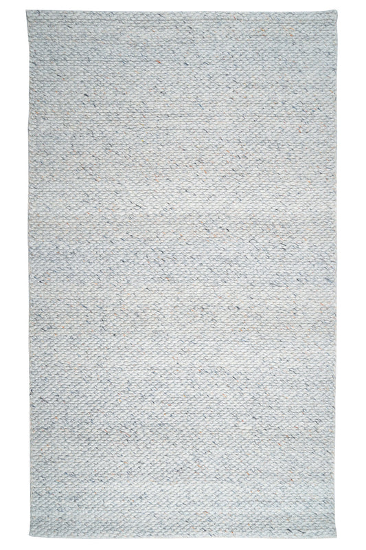Froth 7 handwoven woolen carpet in light blue milange, 5x8 ft