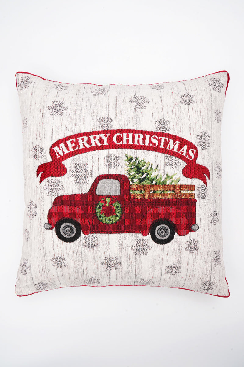 Merry Christmas Jacquard Woven Cushion ( A Set Of Two Pieces) - FAB NATURA