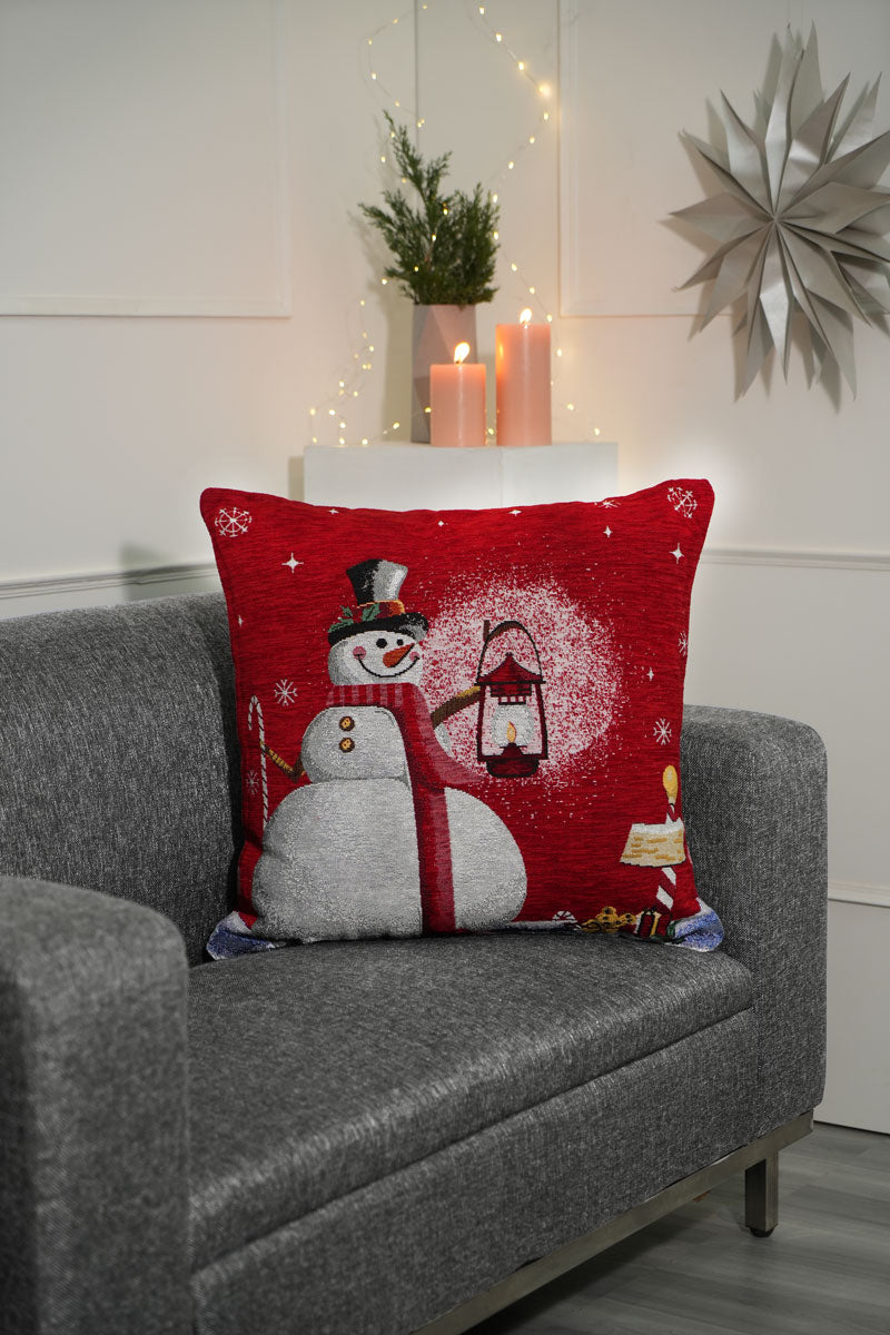 Snowman 2 Jacquard Woven Cushion ( A Set Of Two Pieces) - FAB NATURA