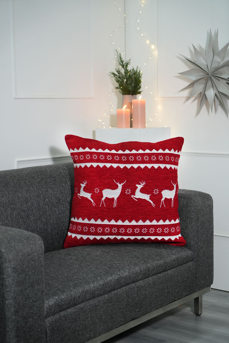 Reindeer Jacquard Woven Cushion ( A Set Of Two Pieces) - FAB NATURA