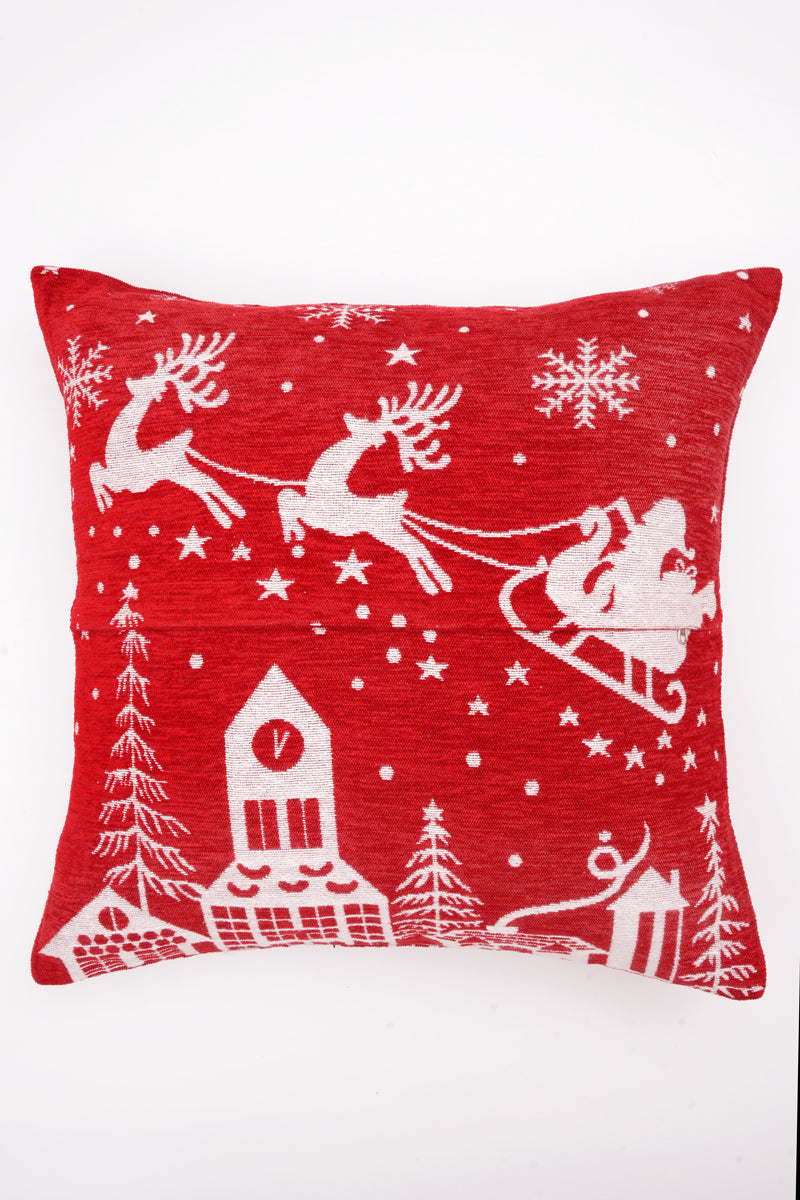 Santa Sleigh Jacquard Woven Cushion ( A Set Of Two Pieces) - FAB NATURA