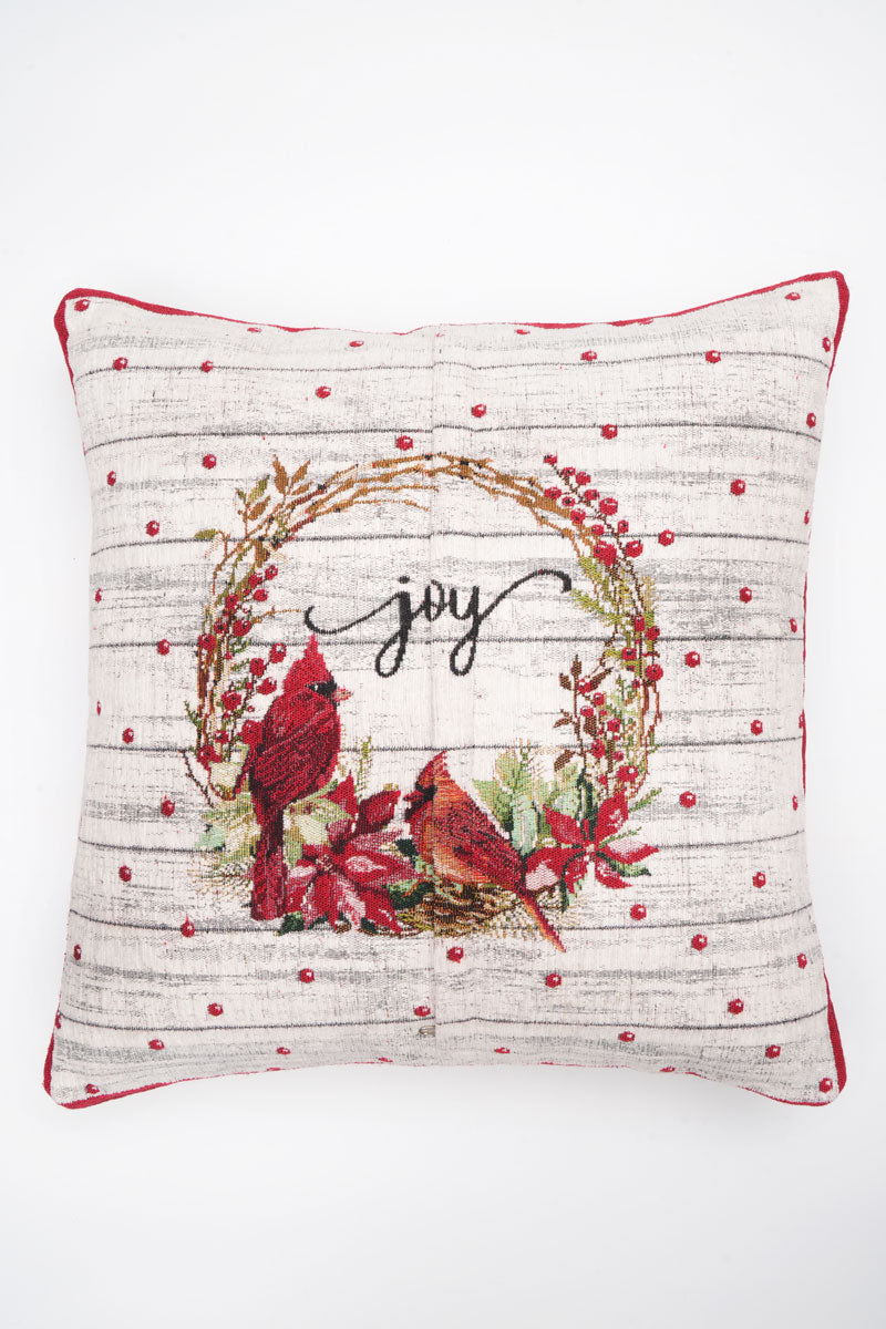 Joy Jacquard Woven Cushion Red & White ( A Set Of Two Pieces) - FAB NATURA