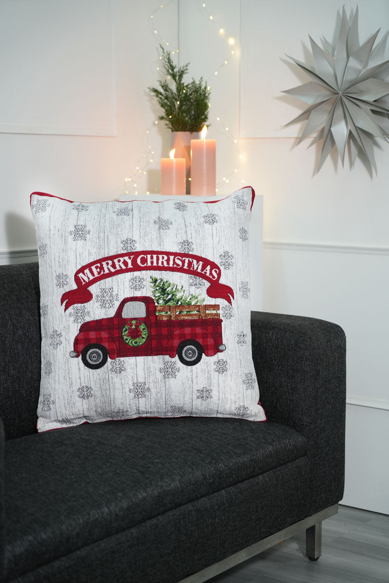 Merry Christmas Jacquard Woven Cushion ( A Set Of Two Pieces) - FAB NATURA